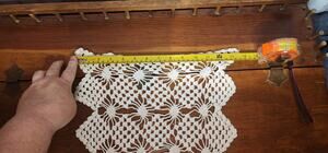 Vintage Hand Crocheted White Pinwheel Starburst Lace Doily Table Mat 15" x 11"